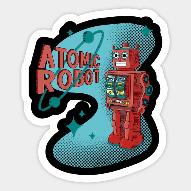 Atomic Toy Retro Tin Robot Sticker by ksrogersdesigns